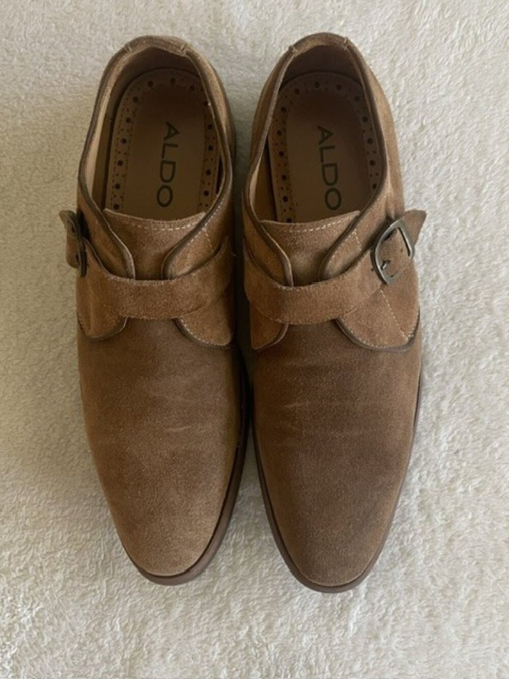 ALDO Men's Brown Suede Single Monk Strap Oxfords – Size US 9 / EU 42 Classic Bro